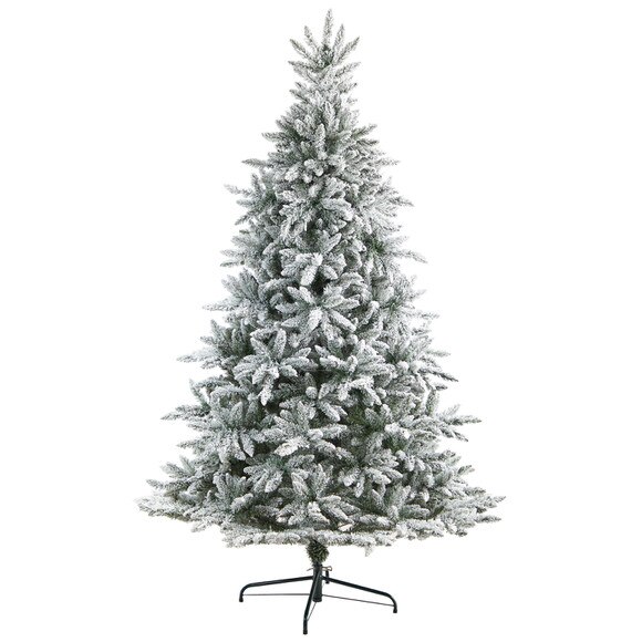 8 Flocked West Virginia Spruce Christmas Tree with 600 Clear Lights and 1856 Bendable Branches - SKU #T3349 - 2