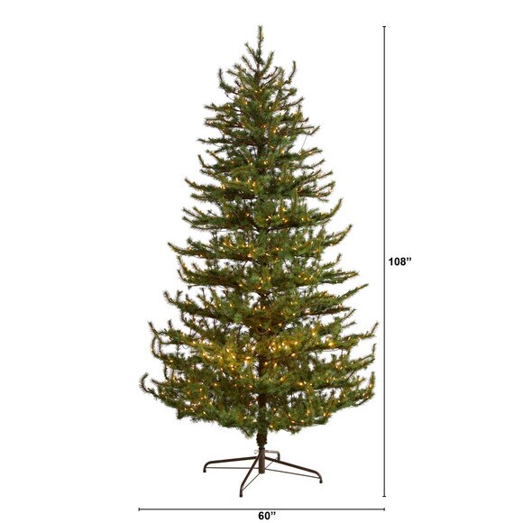 9 Vancouver Mountain Pine Artificial Christmas Tree with 750 Clear Lights and 2583 Bendable Branches - SKU #T3352 - 1