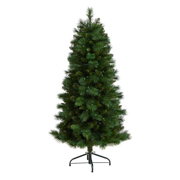 5 Slim West Virginia Mountain Pine Christmas Tree with 200 Clear Lights and 467 Bendable Branches - SKU #T3353 - 2