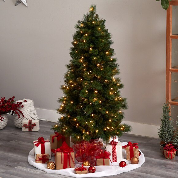 5 Slim West Virginia Mountain Pine Christmas Tree with 200 Clear Lights and 467 Bendable Branches - SKU #T3353 - 6