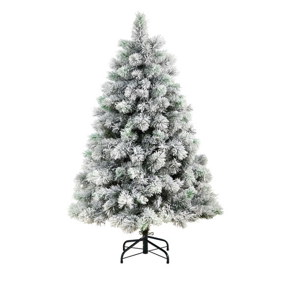 5 Flocked Oregon Pine Artificial Christmas Tree with 200 Clear Lights and 347 Bendable Branches - SKU #T3355 - 2