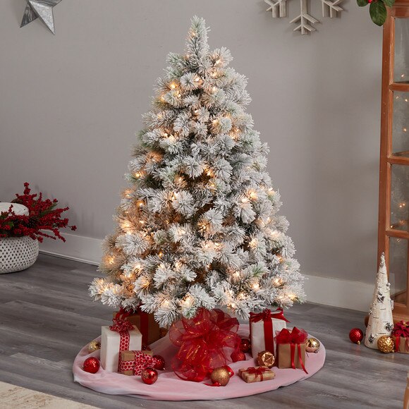 5 Flocked Oregon Pine Artificial Christmas Tree with 200 Clear Lights and 347 Bendable Branches - SKU #T3355 - 6