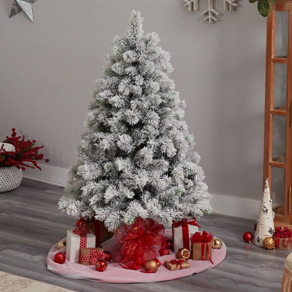 5 Flocked Oregon Pine Artificial Christmas Tree with 200 Clear Lights and 347 Bendable Branches - SKU #T3355 - 7
