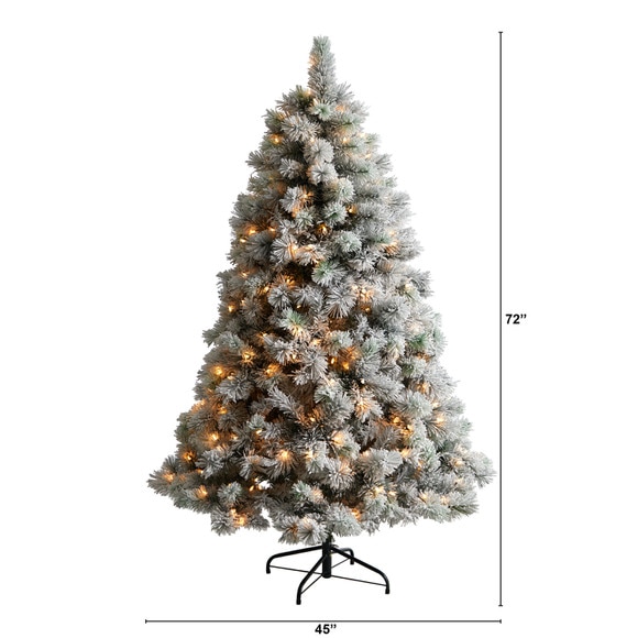 6 Flocked Oregon Pine Artificial Christmas Tree with 300 Clear Lights and 551 Bendable Branches - SKU #T3356 - 1