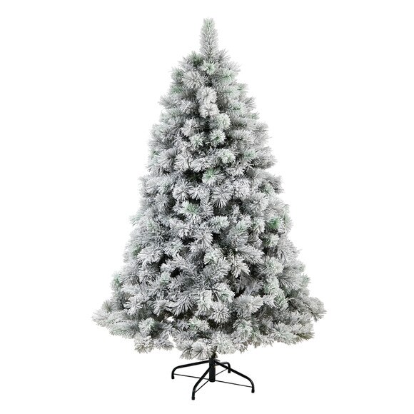 6 Flocked Oregon Pine Artificial Christmas Tree with 300 Clear Lights and 551 Bendable Branches - SKU #T3356 - 2