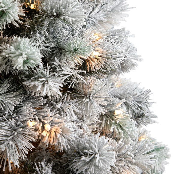 6 Flocked Oregon Pine Artificial Christmas Tree with 300 Clear Lights and 551 Bendable Branches - SKU #T3356 - 3