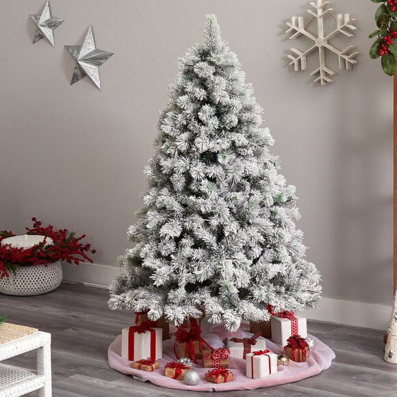 6 Flocked Oregon Pine Artificial Christmas Tree with 300 Clear Lights and 551 Bendable Branches - SKU #T3356 - 7