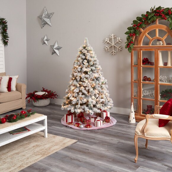 6 Flocked Oregon Pine Artificial Christmas Tree with 300 Clear Lights and 551 Bendable Branches - SKU #T3356 - 8