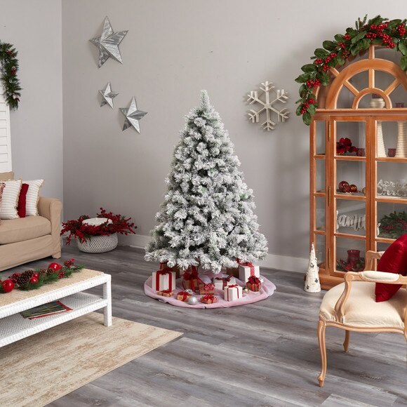6 Flocked Oregon Pine Artificial Christmas Tree with 300 Clear Lights and 551 Bendable Branches - SKU #T3356 - 9