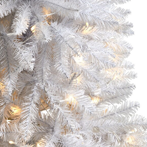 4 Slim White Artificial Christmas Tree with 100 Warm White LED Lights and 293 Bendable Branches - SKU #T3358 - 3