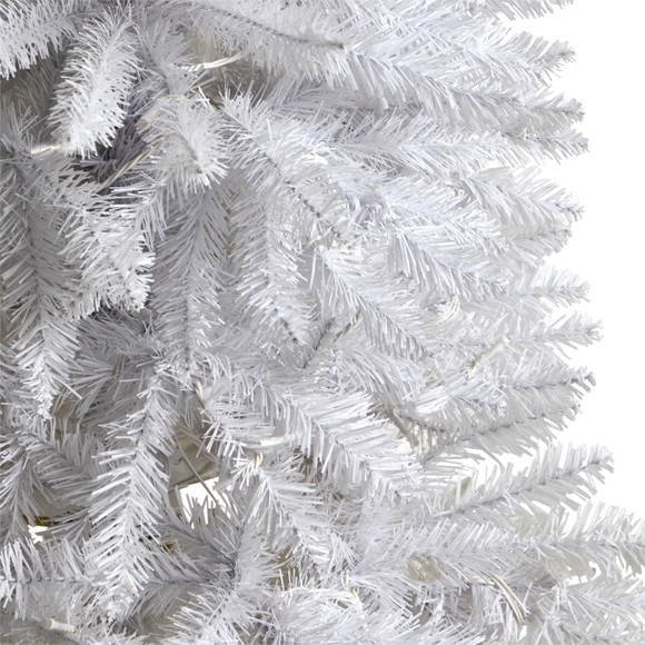 4 Slim White Artificial Christmas Tree with 100 Warm White LED Lights and 293 Bendable Branches - SKU #T3358 - 4
