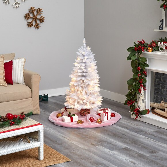 4 Slim White Artificial Christmas Tree with 100 Warm White LED Lights and 293 Bendable Branches - SKU #T3358 - 6