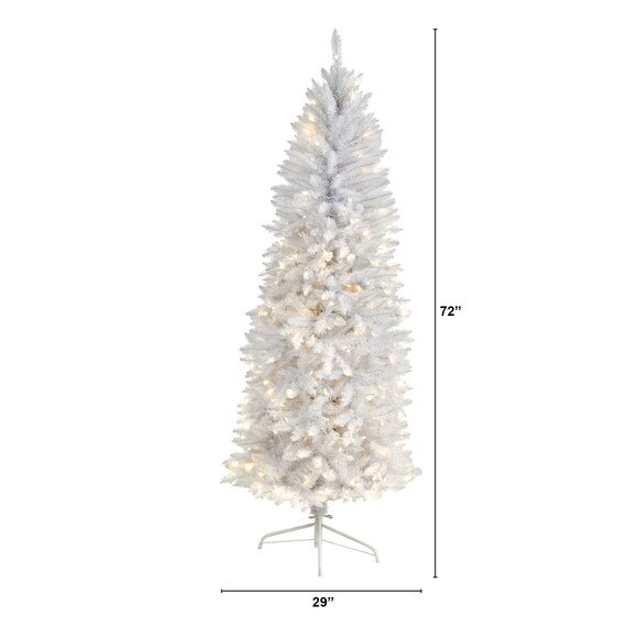6 Slim White Artificial Christmas Tree with 250 Warm White LED Lights and 743 Bendable Branches - SKU #T3360 - 1