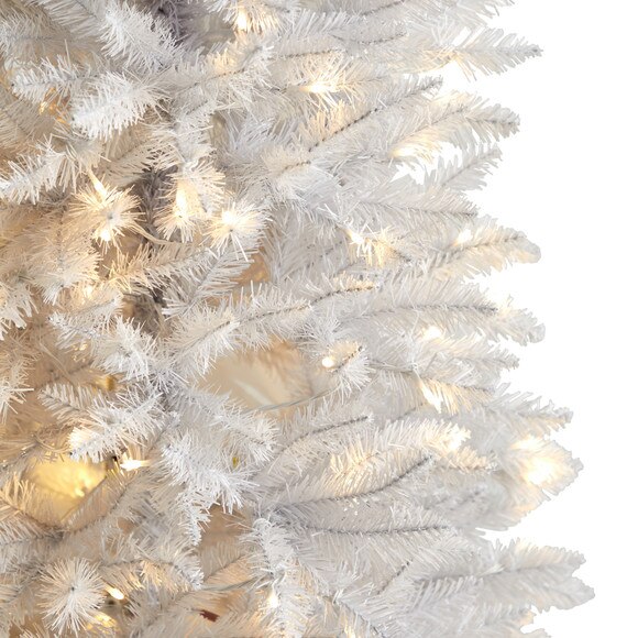 6 Slim White Artificial Christmas Tree with 250 Warm White LED Lights and 743 Bendable Branches - SKU #T3360 - 3
