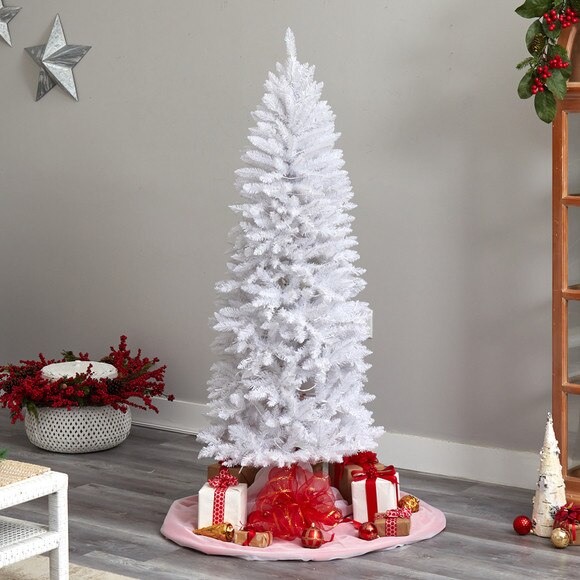 6 Slim White Artificial Christmas Tree with 250 Warm White LED Lights and 743 Bendable Branches - SKU #T3360 - 7