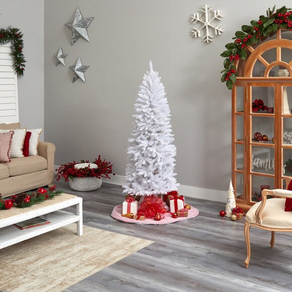 6 Slim White Artificial Christmas Tree with 250 Warm White LED Lights and 743 Bendable Branches - SKU #T3360 - 9