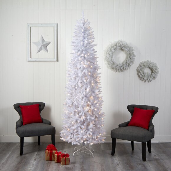 8 Slim White Artificial Christmas Tree with 400 Warm White LED Lights and 1348 Bendable Branches - SKU #T3362 - 6