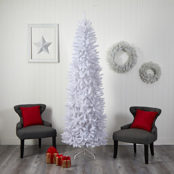 8 Slim White Artificial Christmas Tree with 400 Warm White LED Lights and 1348 Bendable Branches - SKU #T3362 - 7
