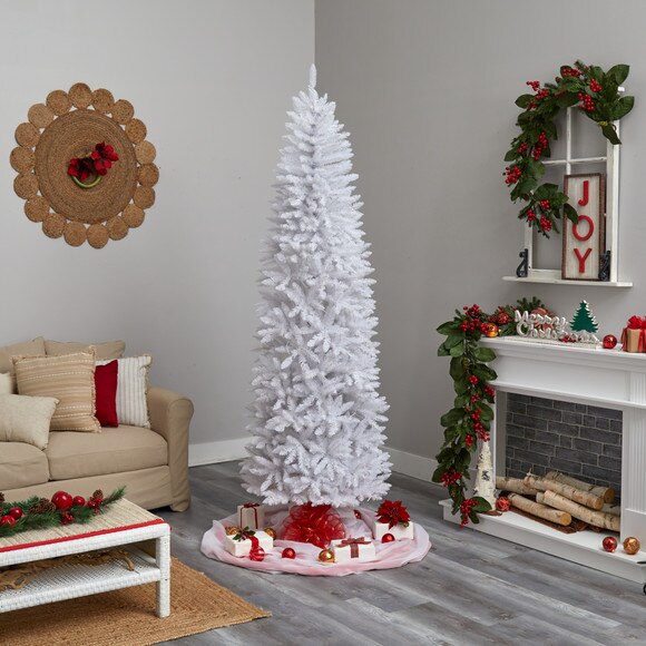 8 Slim White Artificial Christmas Tree with 400 Warm White LED Lights and 1348 Bendable Branches - SKU #T3362 - 9