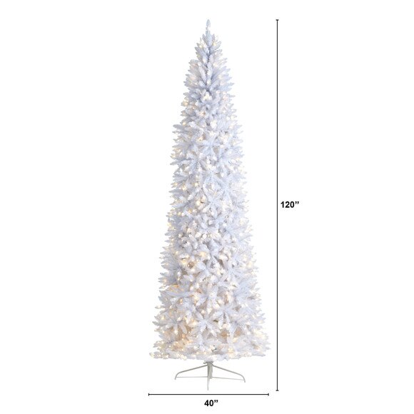 10 Slim White Artificial Christmas Tree with 800 Warm White LED Lights and 2420 Bendable Branches - SKU #T3364 - 1