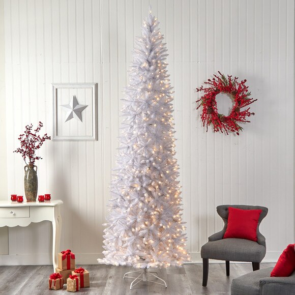 10 Slim White Artificial Christmas Tree with 800 Warm White LED Lights and 2420 Bendable Branches - SKU #T3364 - 6