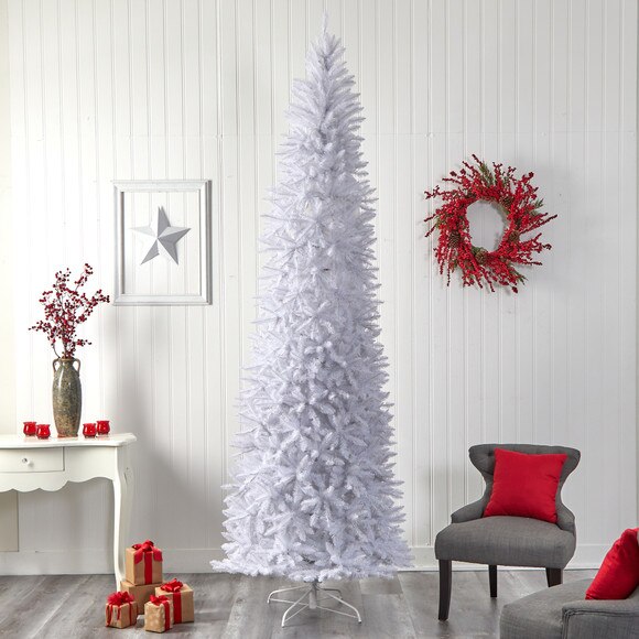 10 Slim White Artificial Christmas Tree with 800 Warm White LED Lights and 2420 Bendable Branches - SKU #T3364 - 7