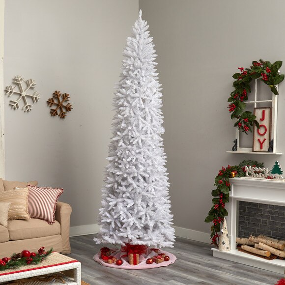 10 Slim White Artificial Christmas Tree with 800 Warm White LED Lights and 2420 Bendable Branches - SKU #T3364 - 9
