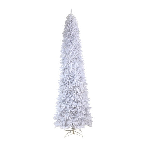 11 Slim White Artificial Christmas Tree with 950 Warm White LED Lights and 2836 Bendable Branches - SKU #T3365 - 2