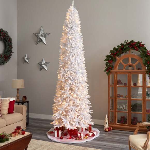 11 Slim White Artificial Christmas Tree with 950 Warm White LED Lights and 2836 Bendable Branches - SKU #T3365 - 6