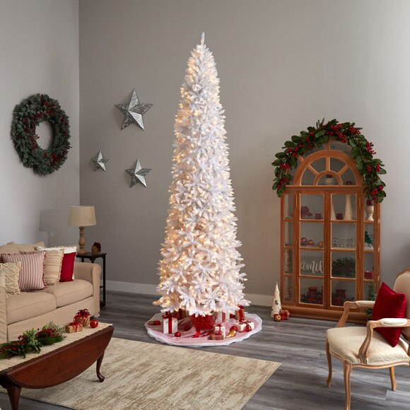 11 Slim White Artificial Christmas Tree with 950 Warm White LED Lights and 2836 Bendable Branches - SKU #T3365 - 8