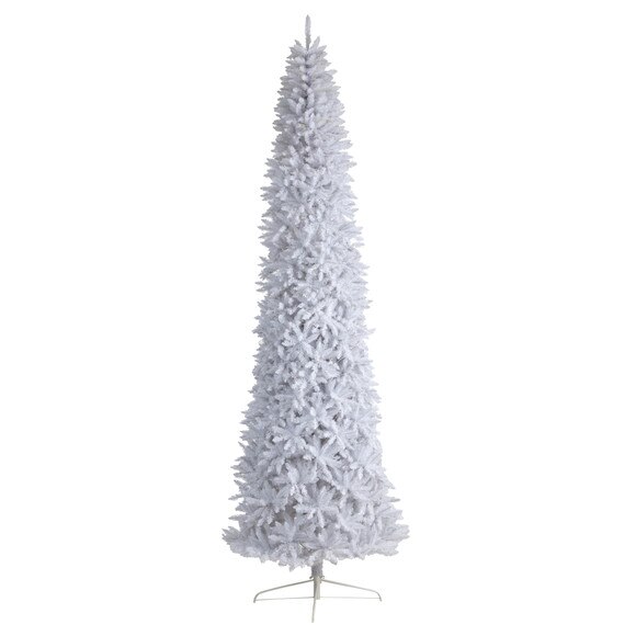 12 Slim White Artificial Christmas Tree with 1100 Warm White LED Lights and 3235 Bendable Branches - SKU #T3366 - 2