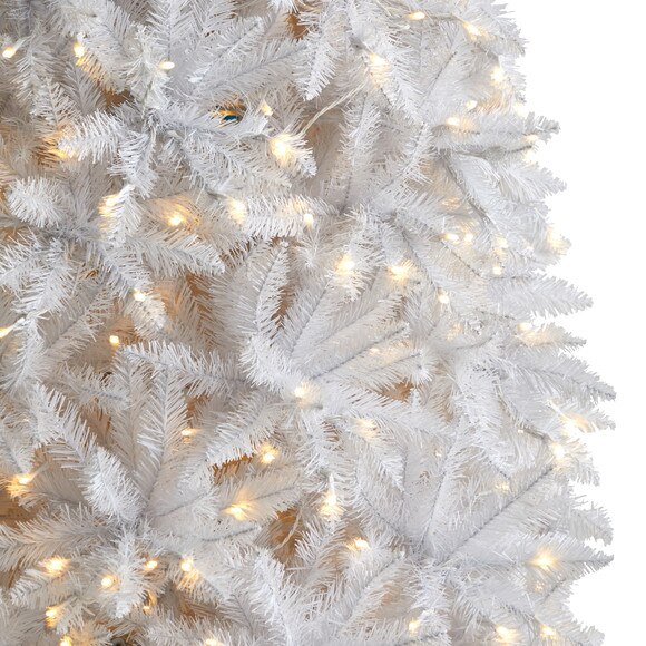 12 Slim White Artificial Christmas Tree with 1100 Warm White LED Lights and 3235 Bendable Branches - SKU #T3366 - 3