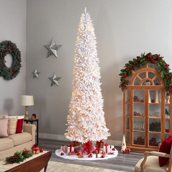 12 Slim White Artificial Christmas Tree with 1100 Warm White LED Lights and 3235 Bendable Branches - SKU #T3366 - 8