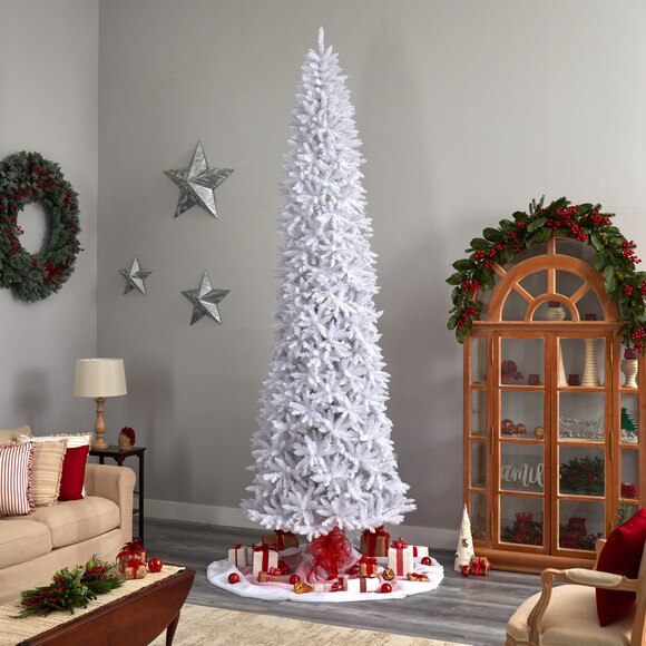 12 Slim White Artificial Christmas Tree with 1100 Warm White LED Lights and 3235 Bendable Branches - SKU #T3366 - 9