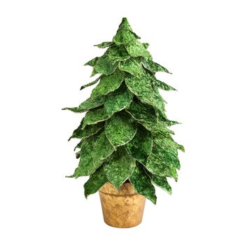 16 Mini Velvet Christmas Artificial Tree in Golden Planter - SKU #T3379