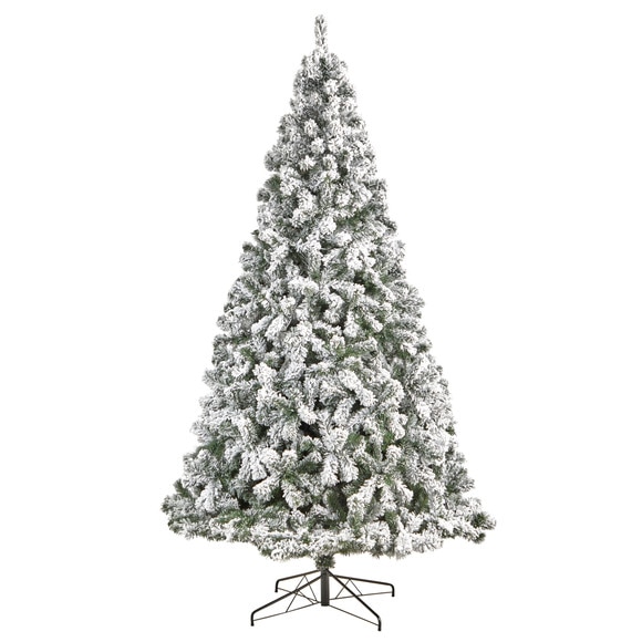 9 Flocked West Virginia Fir Christmas Tree with 650 Clear LED Lights and 1320 Bendable Branches - SKU #T3380 - 2