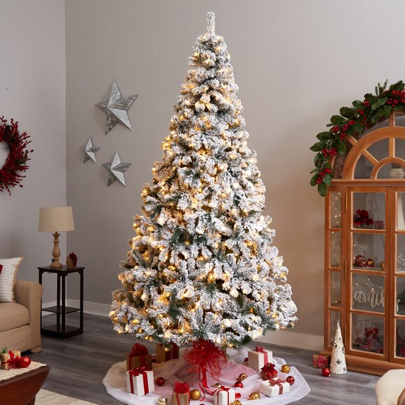 9 Flocked West Virginia Fir Christmas Tree with 650 Clear LED Lights and 1320 Bendable Branches - SKU #T3380 - 6