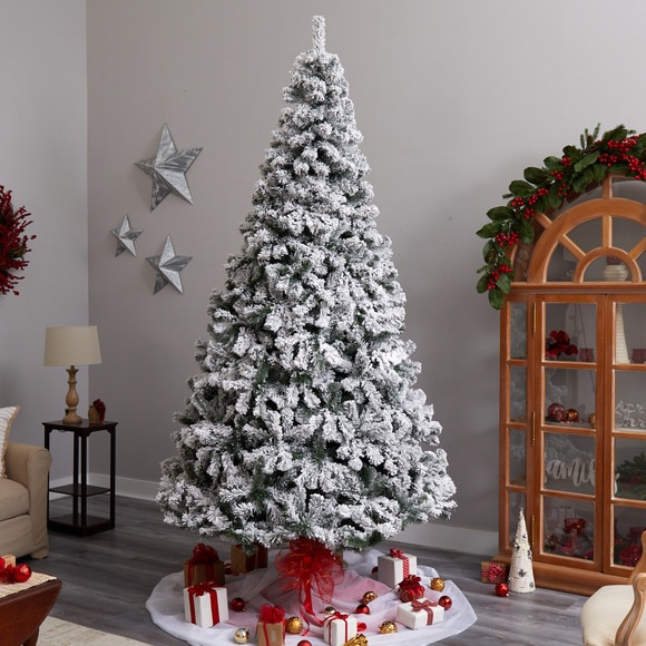 9 Flocked West Virginia Fir Christmas Tree with 650 Clear LED Lights and 1320 Bendable Branches - SKU #T3380 - 7