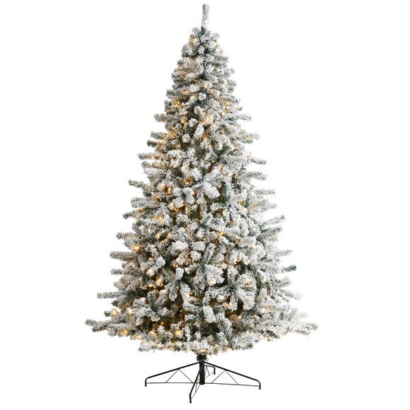 10 Flocked Rock Springs Spruce Christmas Tree with 800 LED Lights and 1880 Bendable Branches - SKU #T3383