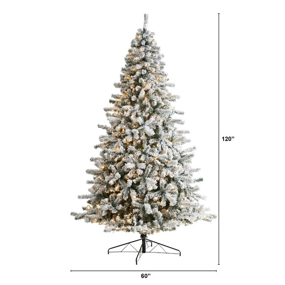 10 Flocked Rock Springs Spruce Christmas Tree with 800 LED Lights and 1880 Bendable Branches - SKU #T3383 - 1