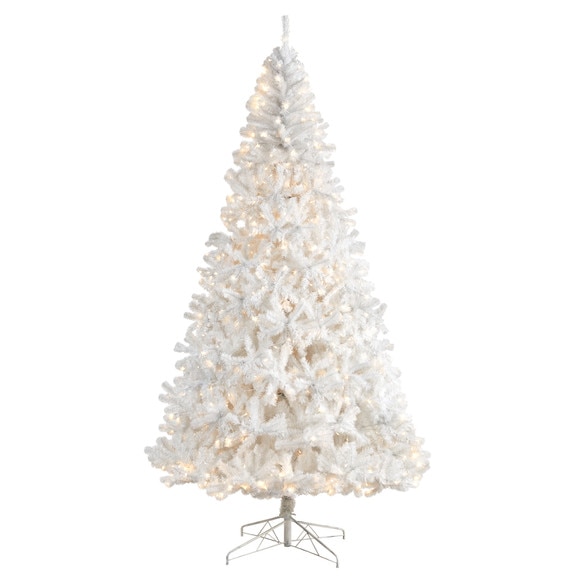 9 White Artificial Christmas Tree with 1860 Bendable Branches and 650 LED Lights - SKU #T3391