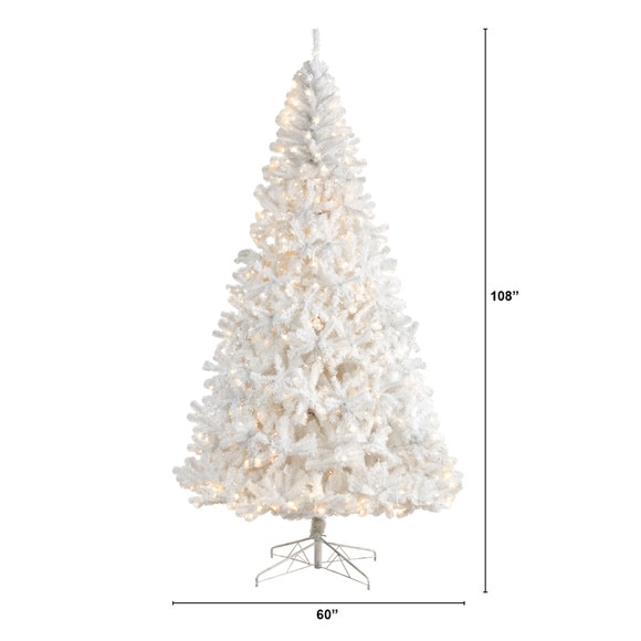 9 White Artificial Christmas Tree with 1860 Bendable Branches and 650 LED Lights - SKU #T3391 - 1