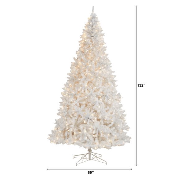 11 White Artificial Christmas Tree with 2720 Bendable Branches and 1000 LED Lights - SKU #T3393 - 1