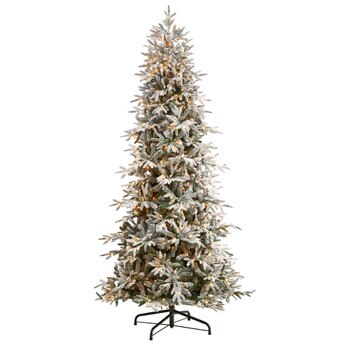 9.5 Flocked Manchester Spruce Artificial Christmas Tree with 650 Lights and 1733 Bendable Branches - SKU #T3506