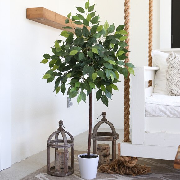 4 Artificial Ficus Tree with Decorative Planter - SKU #T4425 - 2