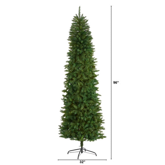 8 Slim Green Mountain Pine Artificial Christmas Tree with 1348 Bendable Branches - SKU #T4491 - 1