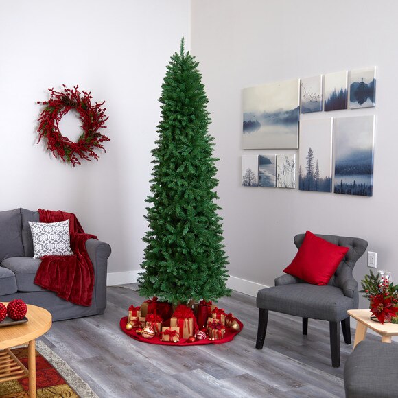 8 Slim Green Mountain Pine Artificial Christmas Tree with 1348 Bendable Branches - SKU #T4491 - 5