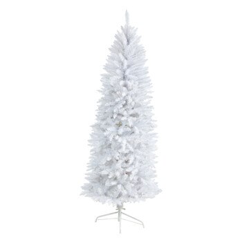 6 Slim White Artificial Christmas Tree with 743 Bendable Branches - SKU #T4500