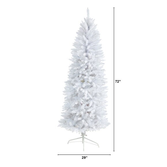 6 Slim White Artificial Christmas Tree with 743 Bendable Branches - SKU #T4500 - 1