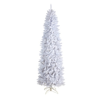 8 Slim White Artificial Christmas Tree with 1348 Bendable Branches - SKU #T4502
